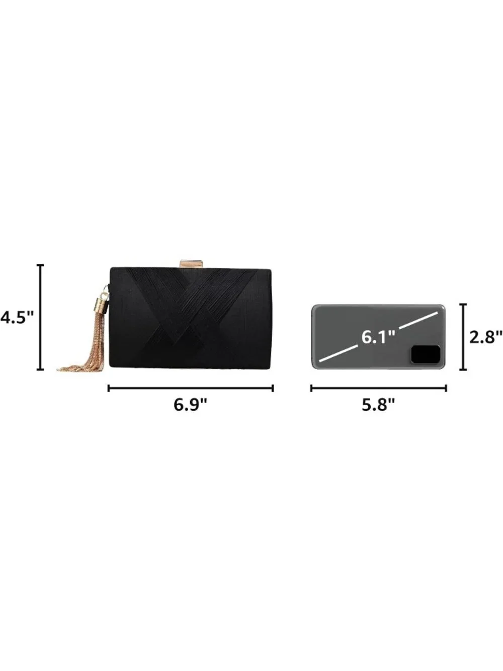 👜 Women's Black Tassel Evening Clutch bag Crossbody Night out Clutch Purses